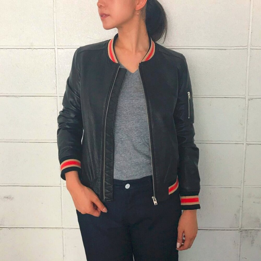 DØMA AW/17 Stripe Trimmed Leather Bomber Jacket